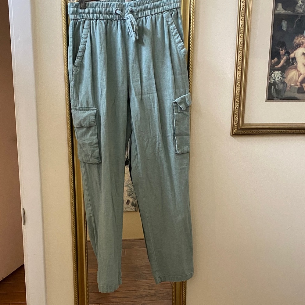 Jules & Leopoldo Light Sage Cargo Jogger Pants xs